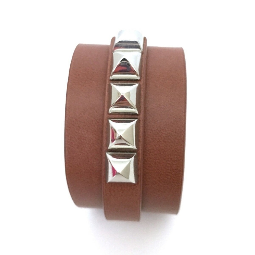Juicy Couture Tan Leather Stud Cuff With Pouch